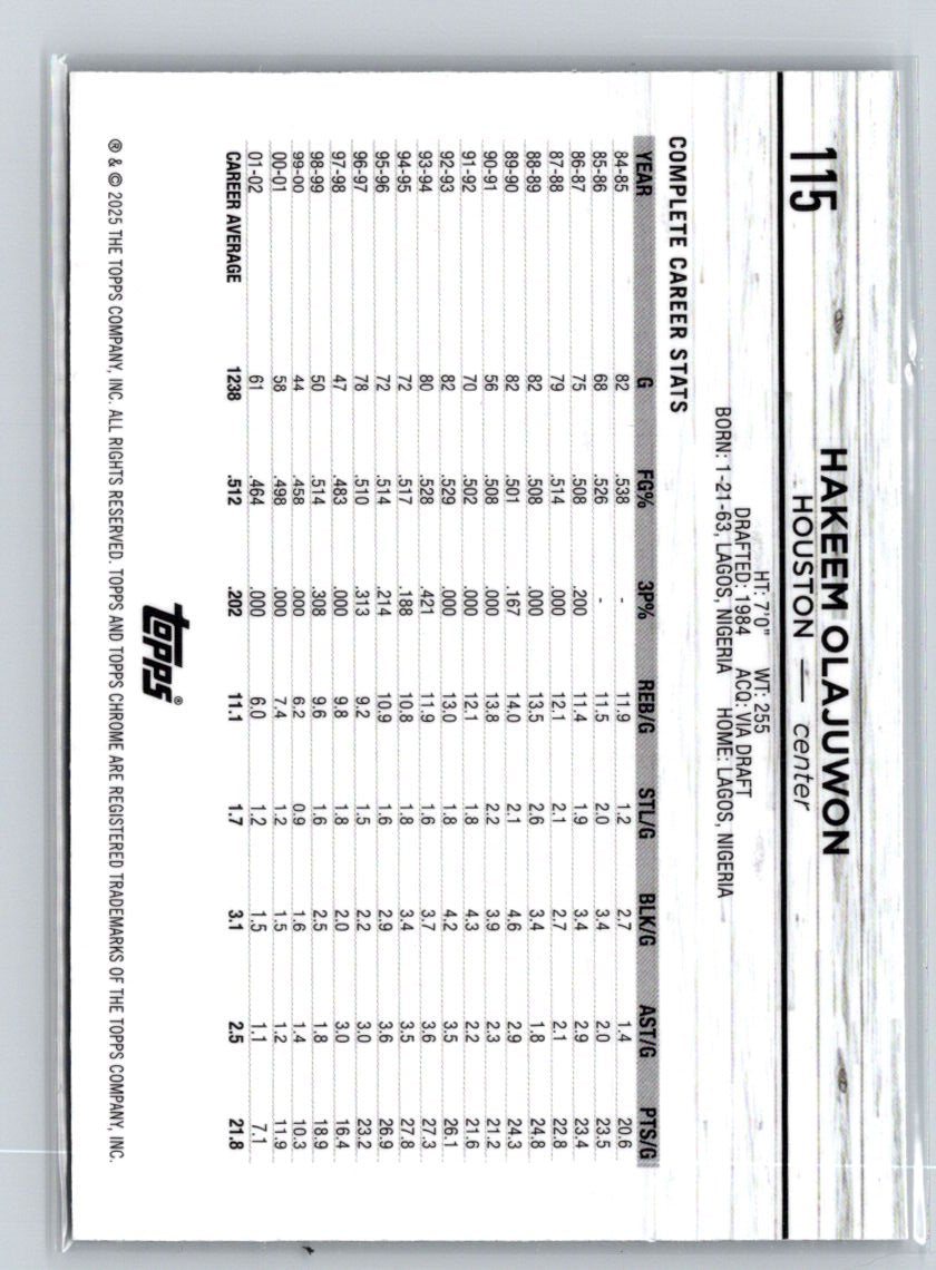 2024-25 Topps Chrome #115 Hakeem Olajuwon Refractor E2