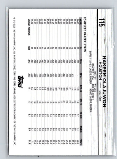 2024-25 Topps Chrome #115 Hakeem Olajuwon Refractor E2
