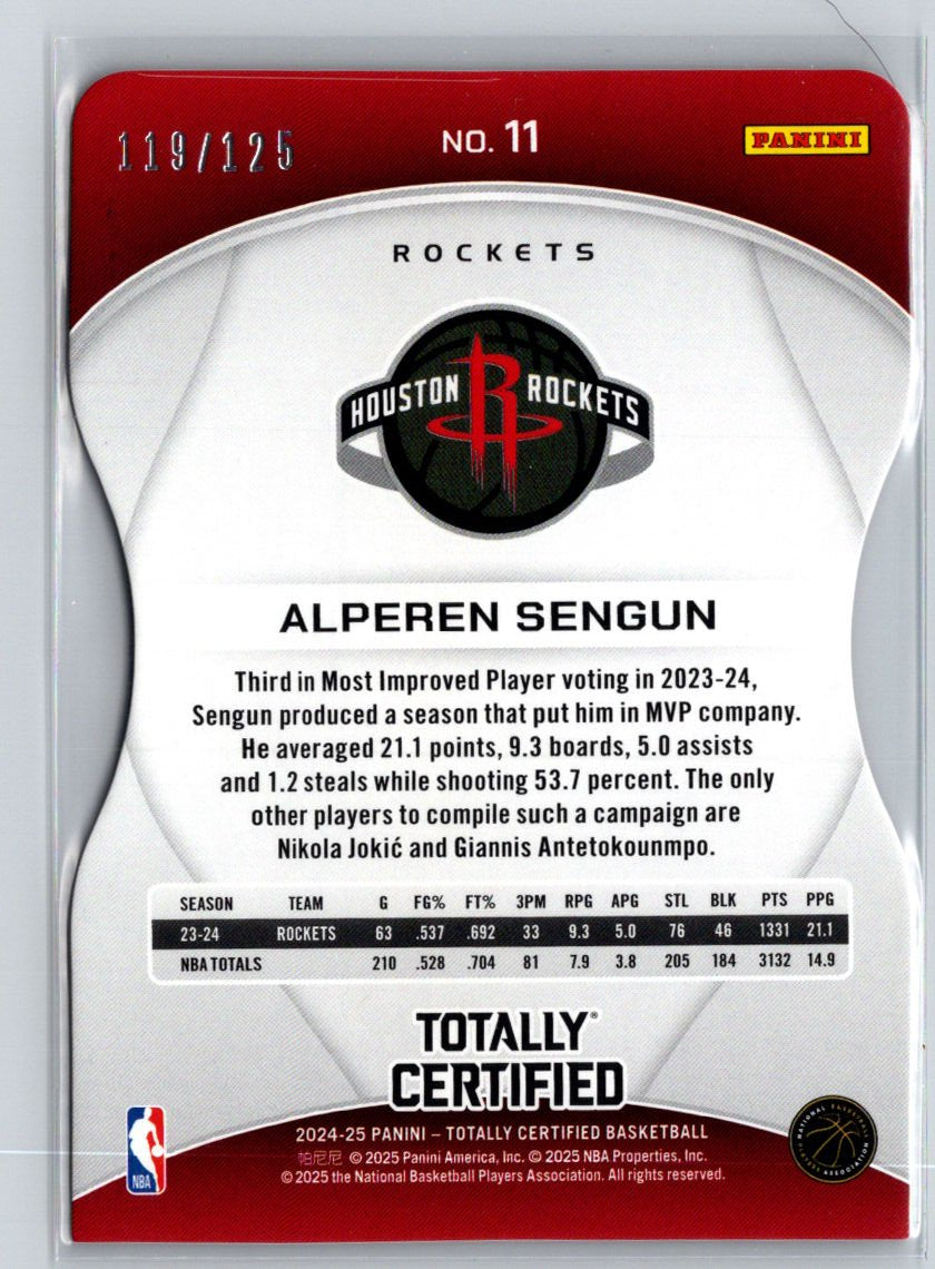 2024 Panini Totally Certified Alperen Sengun Mirror Pink Die Cuts #/125 E2