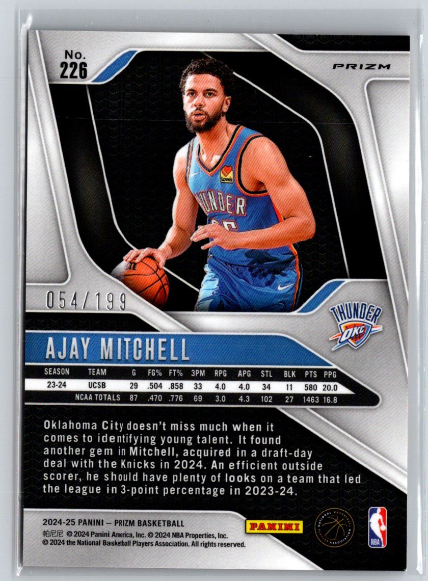 2024-25 Panini Prizm #226 Ajay Mitchell Prizms Orange Seismic #/199 E2