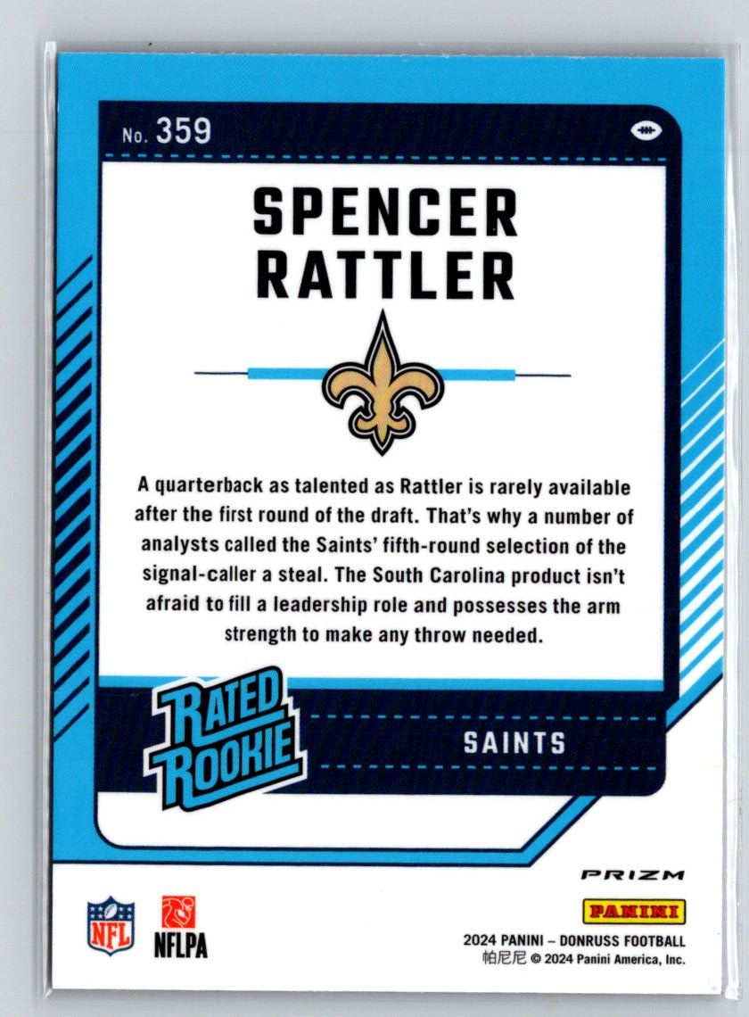 2024 Donruss #359 Spencer Rattler Optic Rated Rookie Pink E2