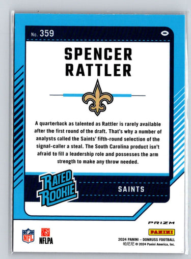 2024 Donruss #359 Spencer Rattler Optic Rated Rookie Pink E2