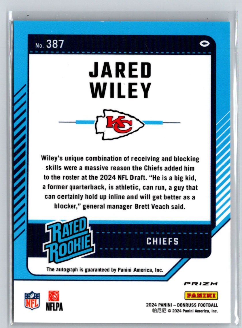 2024 Donruss #387 Jared Wiley Optic Rated Rookies Preview Auto E2
