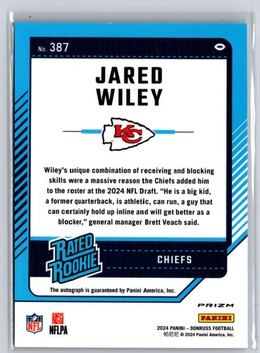2024 Donruss #387 Jared Wiley Optic Rated Rookies Preview Auto E2