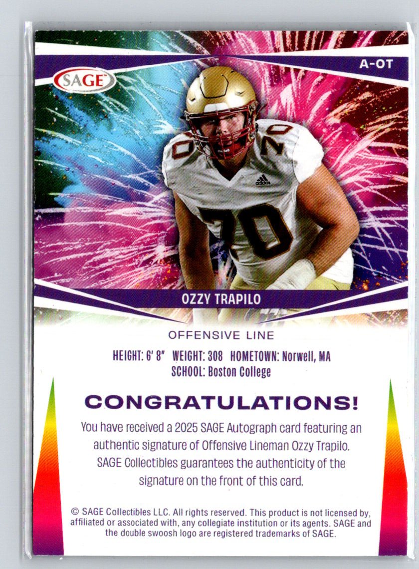 2025 SAGE HIT #A-OT Ozzy Trapilo Autographs Silver (Low Series) E2