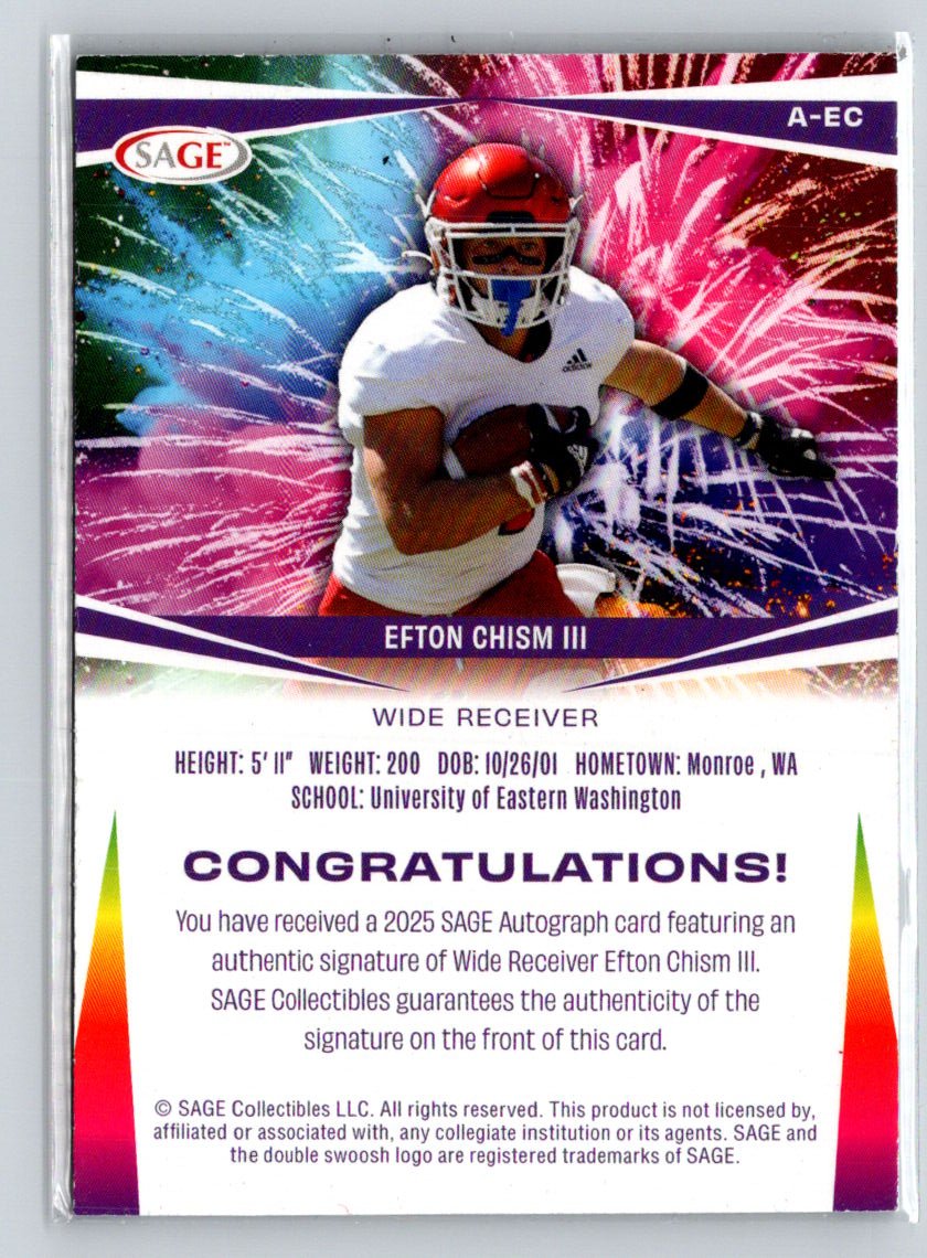2025 SAGE HIT #A-EC Efton Chism III Autographs Silver (Low Series) E2