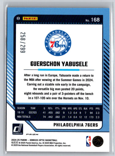 2024-25 Donruss Optic #168 Guerschon Yabusele Hyper Orange #/299 E3