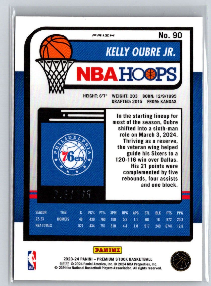 2023-24 Hoops Premium Stock #90 Kelly Oubre Jr. Red Seismic Prizm #/199 E3