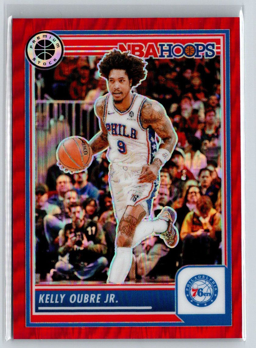 2023-24 Hoops Premium Stock #90 Kelly Oubre Jr. Red Seismic Prizm #/199 E3
