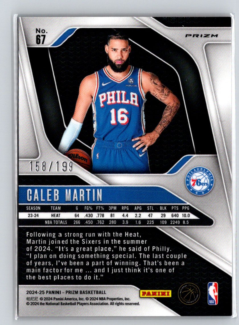 2024-25 Panini Prizm #67 Caleb Martin Prizms Orange Seismic #/199 E3