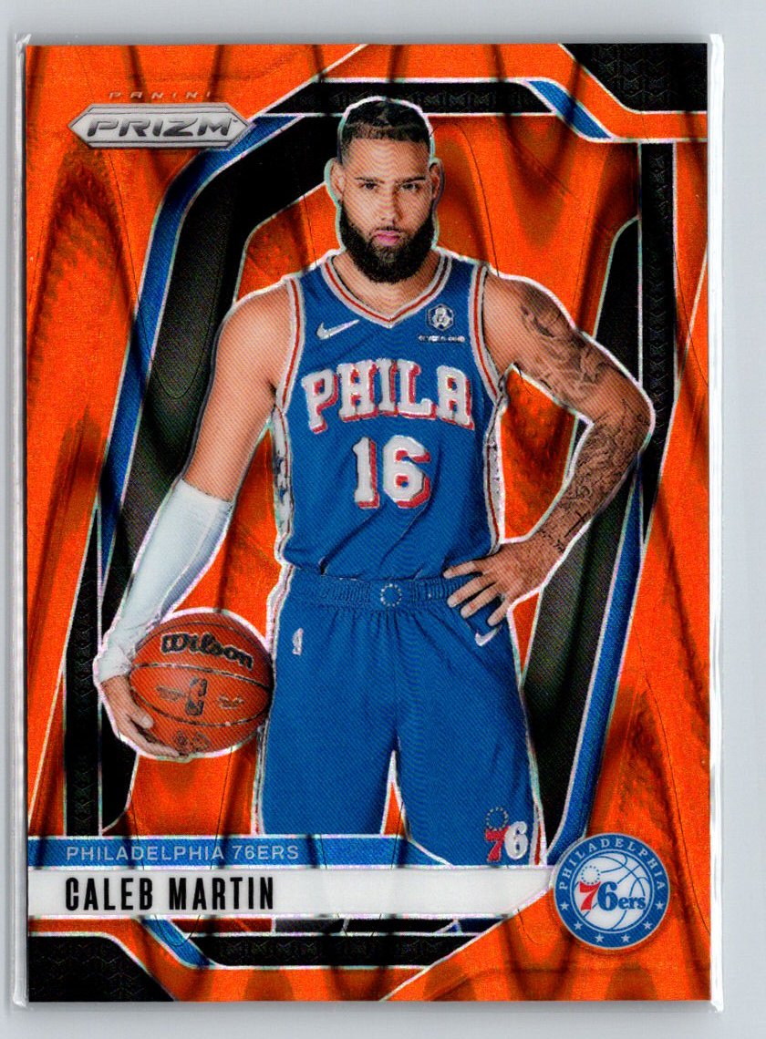2024-25 Panini Prizm #67 Caleb Martin Prizms Orange Seismic #/199 E3