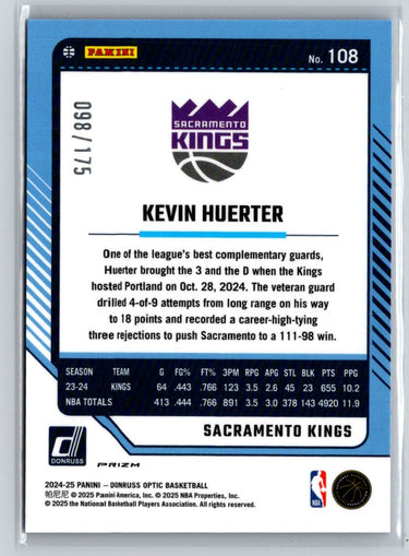 2024-25 Donruss Optic #108 Kevin Huerter Hyper Blue #/175 E3