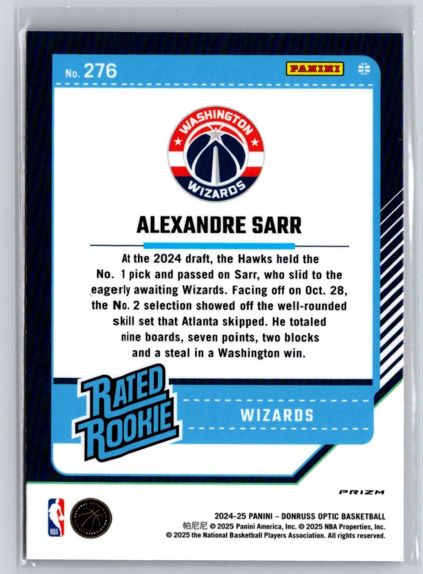 2024-25 Donruss Optic #276 Alexandre Sarr Hyper Pink E3