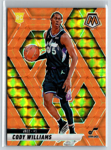 2024-25 Panini Mosaic #207 Cody Williams Orange Fluorescent Mosaic #/25 E3