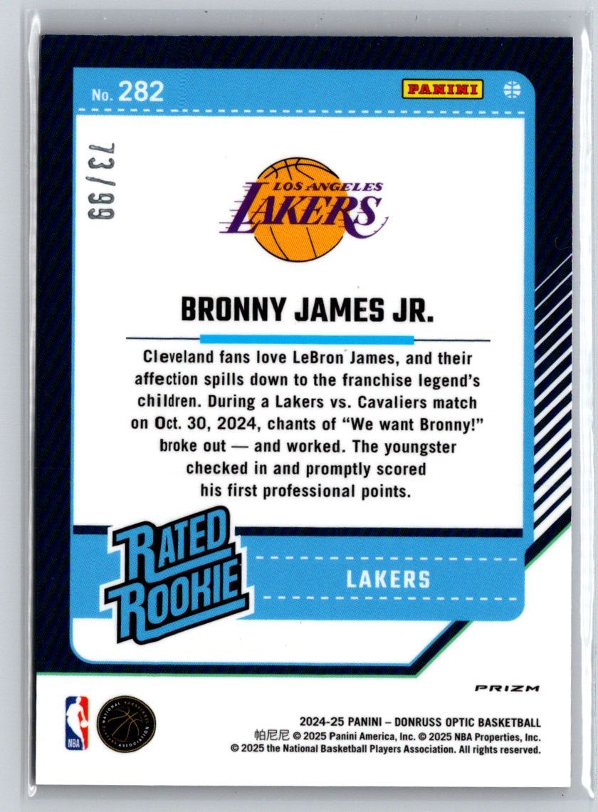 2024-25 Donruss Optic #282 Bronny James Jr. Red #/99 E3