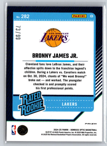 2024-25 Donruss Optic #282 Bronny James Jr. Red #/99 E3