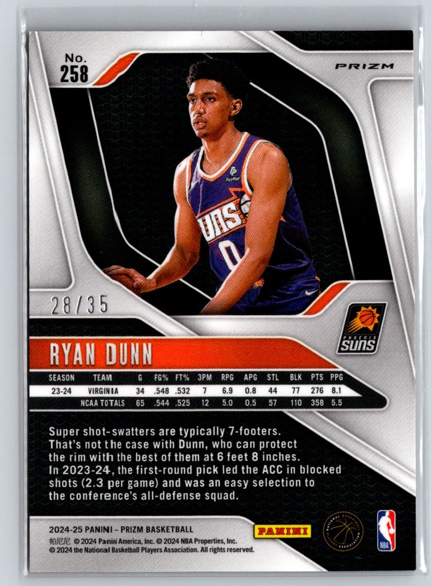 2024-25 Panini Prizm #258 Ryan Dunn Prizms Red Lazer #/35 E3