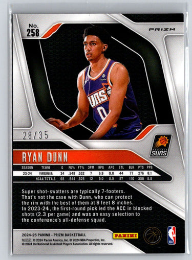 2024-25 Panini Prizm #258 Ryan Dunn Prizms Red Lazer #/35 E3