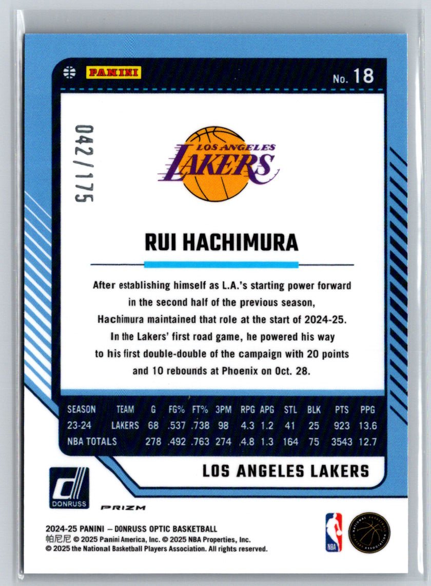 2024-25 Donruss Optic #18 Rui Hachimura Hyper Blue #/175 E4