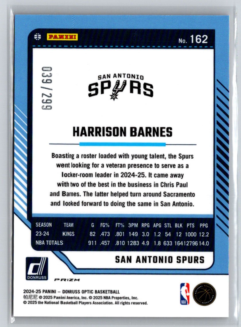 2024-25 Donruss Optic #162 Harrison Barnes Hyper Orange #/299 E4