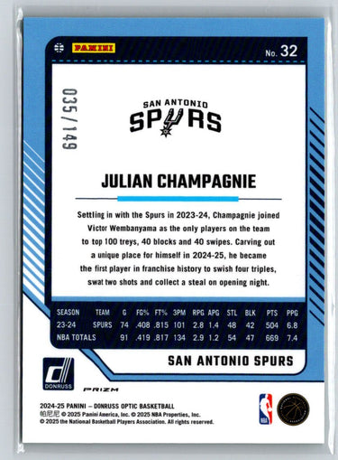 2024-25 Donruss Optic #32 Julian Champagnie Green Shock #/149 E4