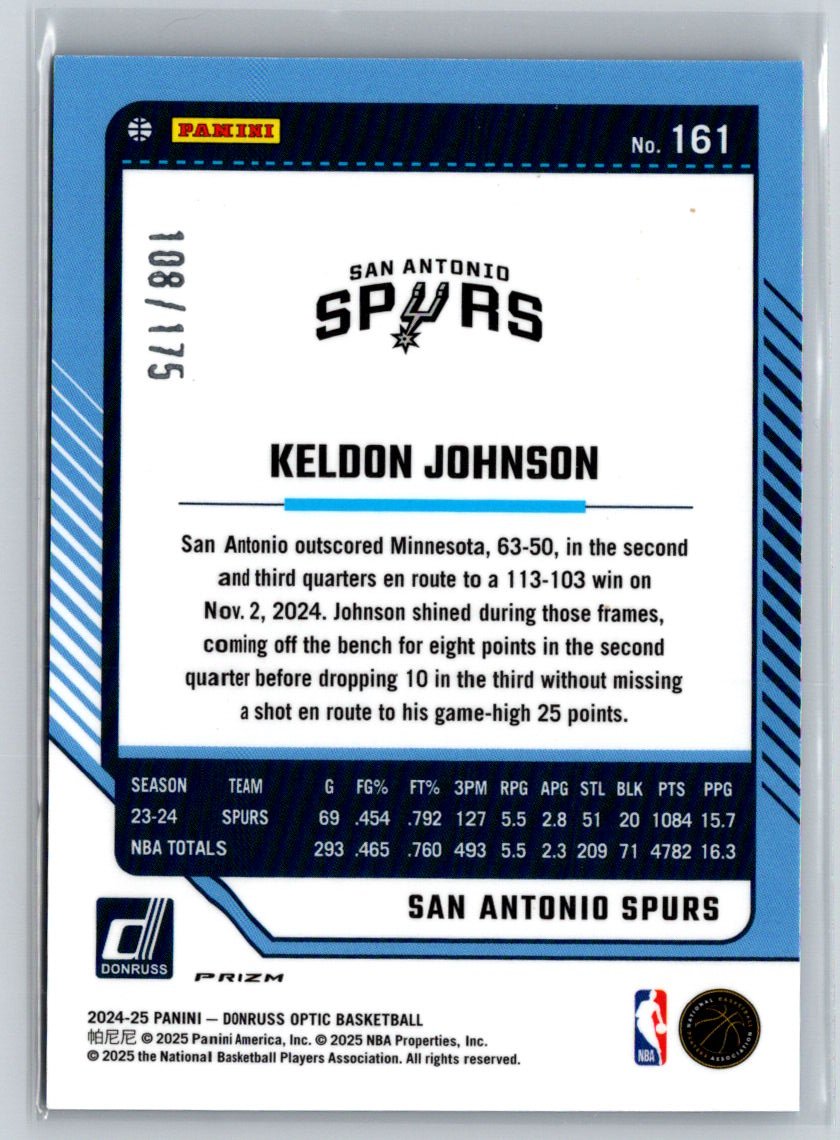 2024-25 Donruss Optic #161 Keldon Johnson Hyper Blue #/175 E4