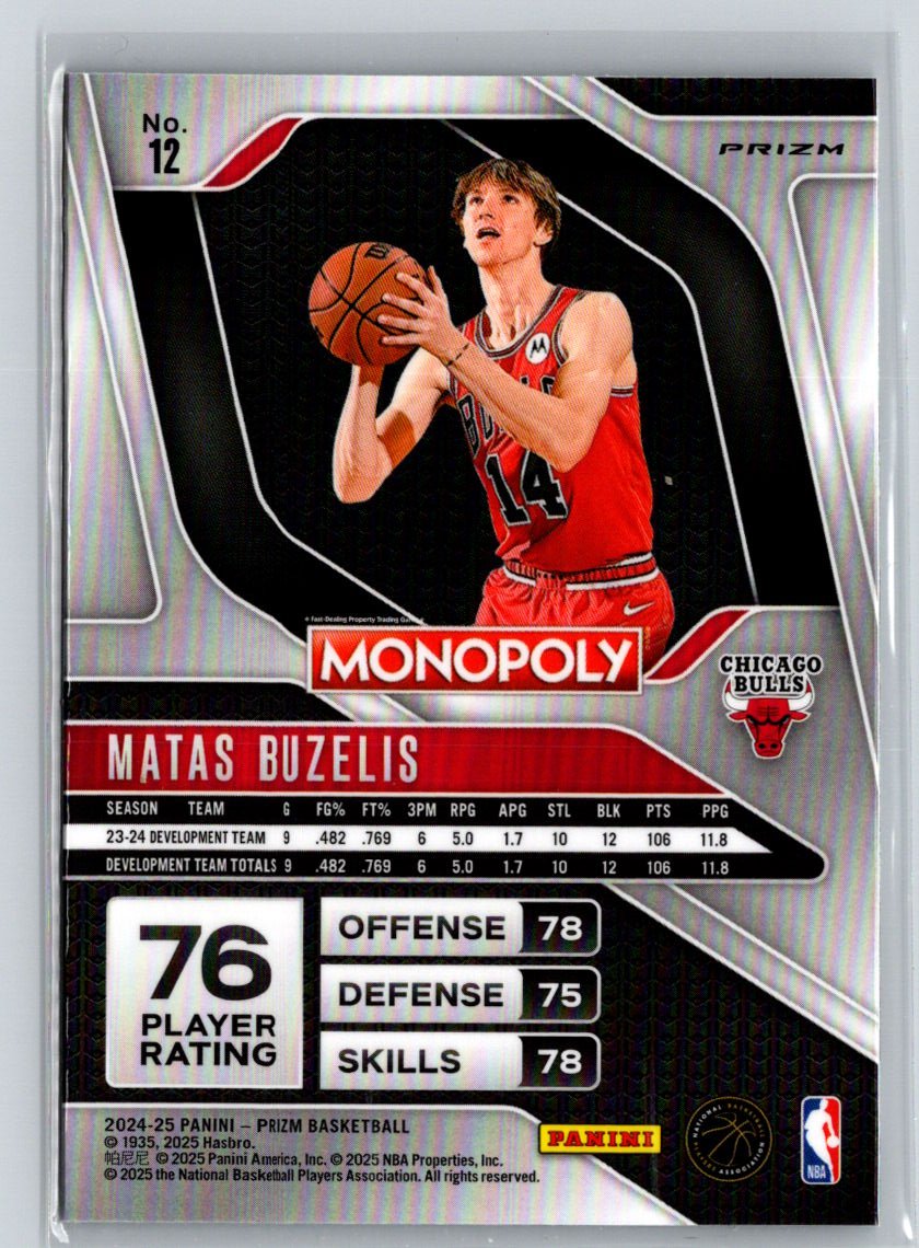 2024-25 Panini Prizm Monopoly #12 Matas Buzelis Cracked Ice E4
