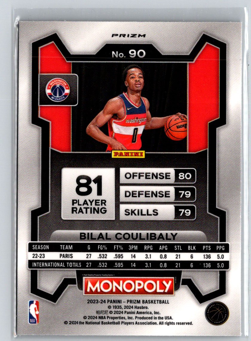 2023-24 Panini Prizm Monopoly #90 Bilal Coulibaly Monopoly Man Red Pattern E4