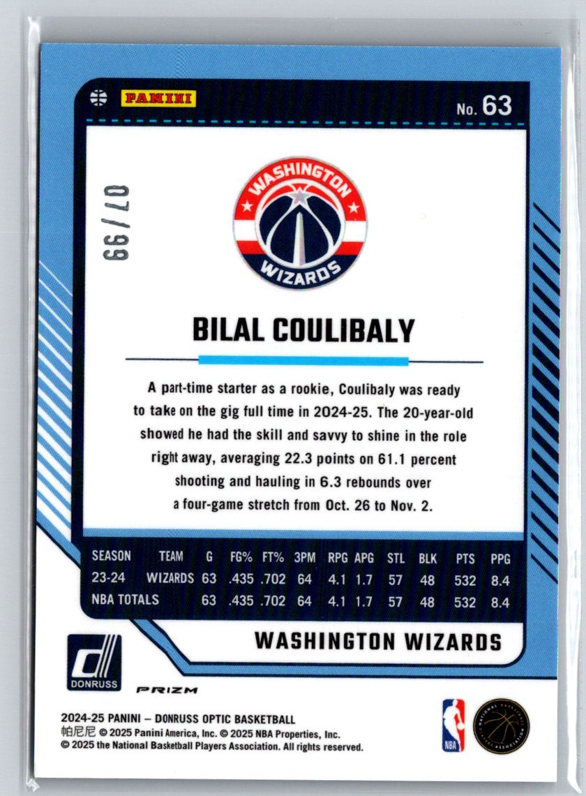 2024-25 Donruss Optic #63 Bilal Coulibaly Fast Break Purple #/99 E4