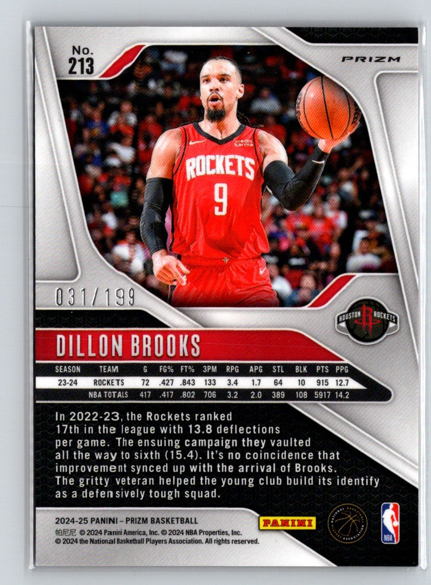 2024-25 Panini Prizm #213 Dillon Brooks Prizms Orange Seismic #/199 E4