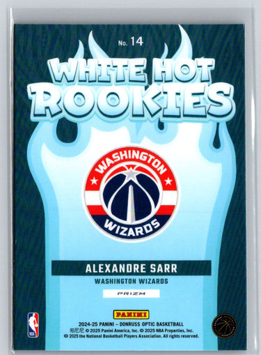 2024-25 Donruss Optic #14 Alexandre Sarr White Hot Rookies Purple E5