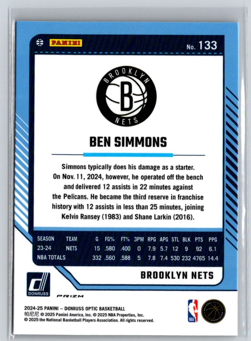 2024-25 Donruss Optic #133 Ben Simmons Holo E5