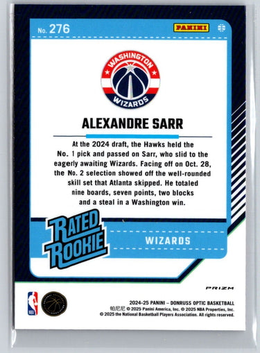 2024-25 Donruss Optic #276 Alexandre Sarr Hyper Pink E5