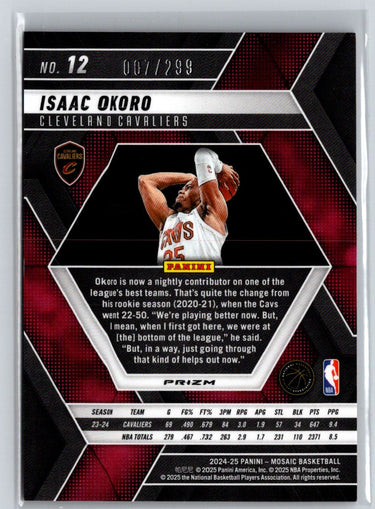 2024-25 Panini Mosaic #12 Isaac Okoro International Red Mosaic #/75 E5