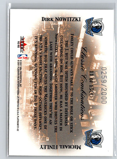2001-02 Fleer Platinum Dirk Nowitzki/Michael Finley Classic Combinations E6
