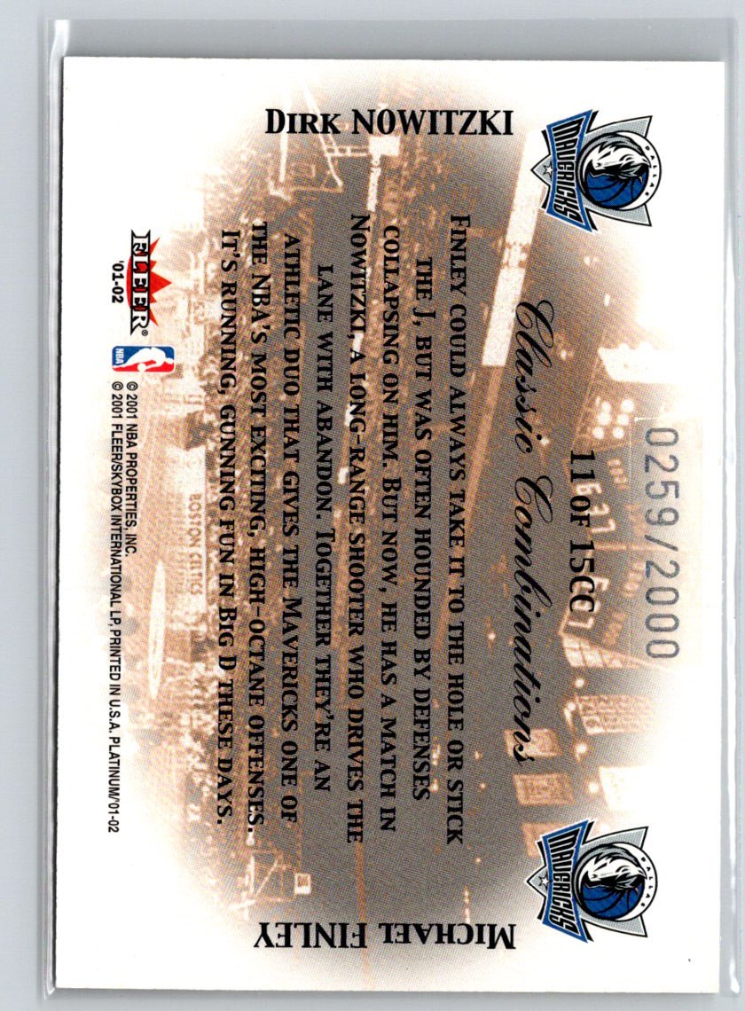 2001-02 Fleer Platinum Dirk Nowitzki/Michael Finley Classic Combinations E6