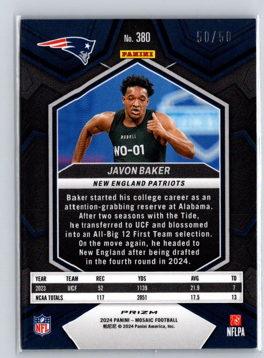 2024 Panini Mosaic #380 Javon Baker Mosaic No Huddle Purple #/50 E6