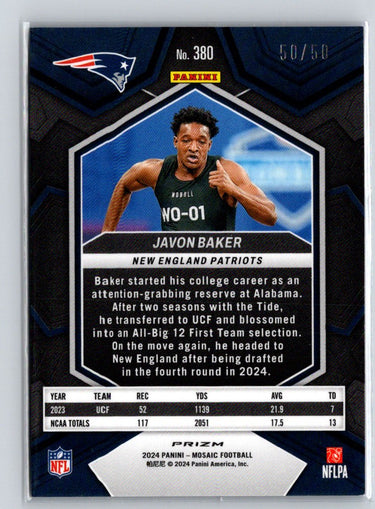 2024 Panini Mosaic #380 Javon Baker Mosaic No Huddle Purple #/50 E6