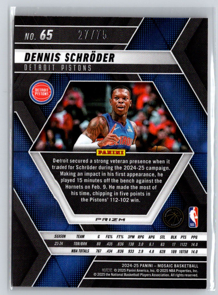 2024-25 Panini Mosaic Dennis Schroder Choice Fusion Red & Yellow Mosaic /75 E6