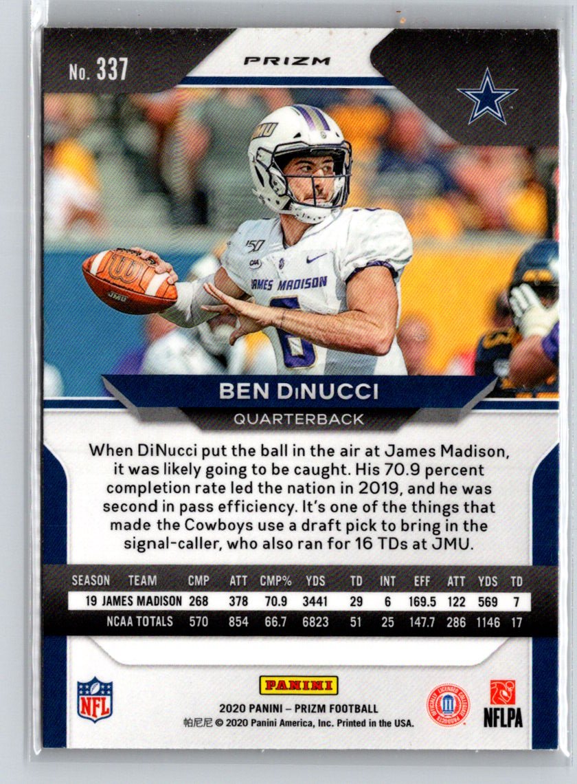 2020 Panini Prizm #337 Ben DiNucci Prizm Disco E6