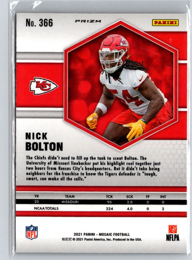 2021 Panini Mosaic #366 Nick Bolton Prizm Reactive Orange E8