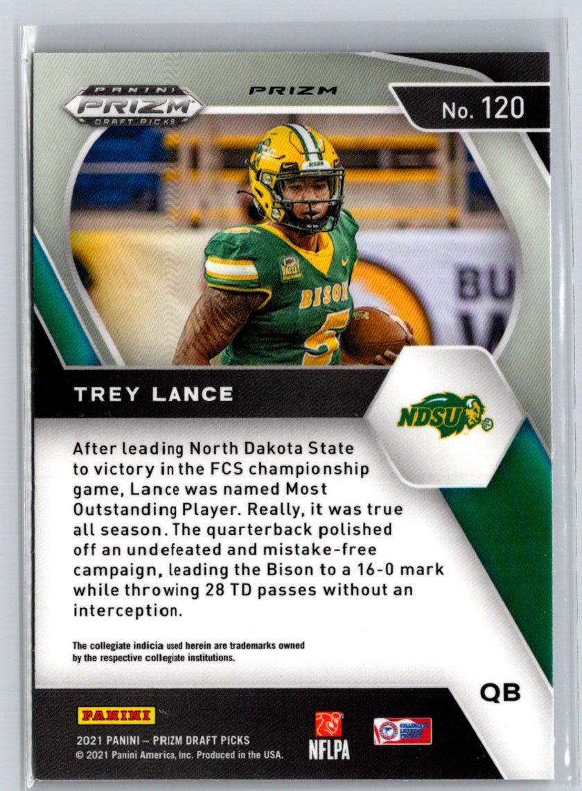 2021 Panini Prizm Draft Picks Collegiate #120 Trey Lance Red White and Blue E8