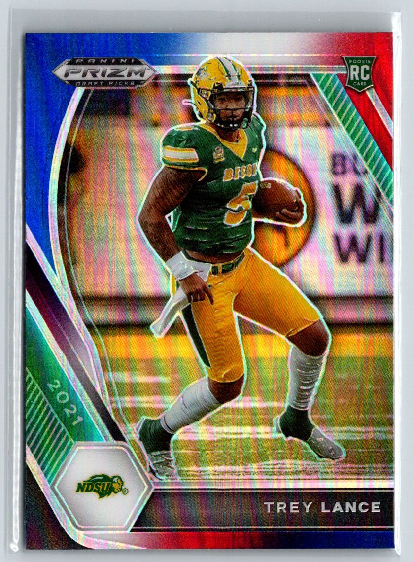 2021 Panini Prizm Draft Picks Collegiate #120 Trey Lance Red White and Blue E8