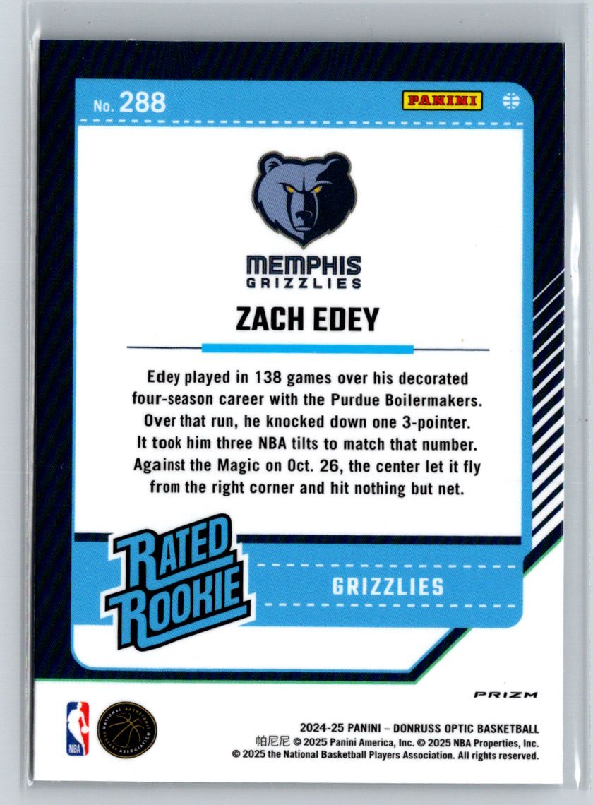 2024-25 Donruss Optic #288 Zach Edey Holo E8