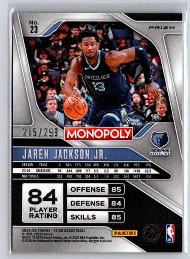 2024-25 Panini Prizm Monopoly #23 Jaren Jackson Jr. Brown Prizms #/299 E8