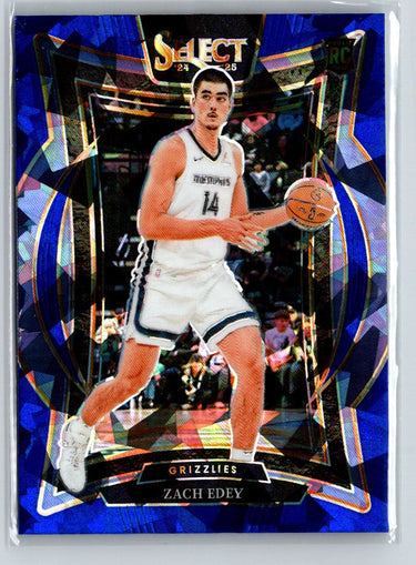2024-25 Panini Select #98 Zach Edey Blue Cracked Ice Prizm E8