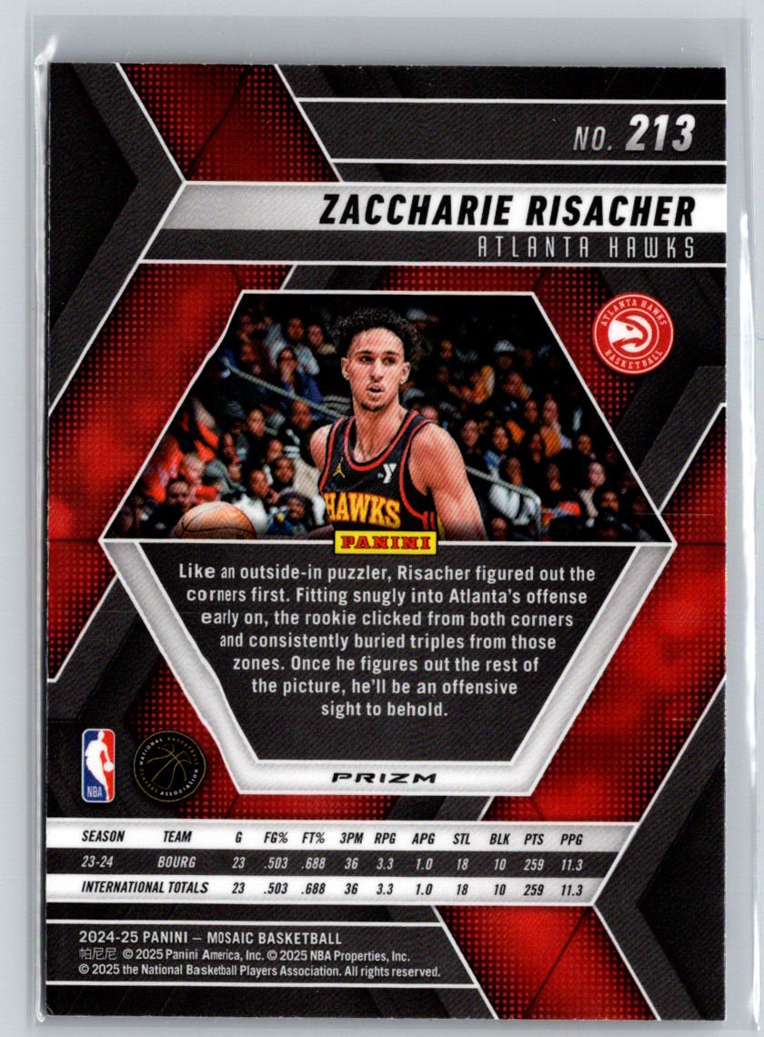 2024-25 Panini Mosaic #213 Zaccharie Risacher Base Mosaic E9