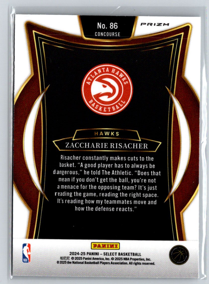 2024-25 Panini Select #86 Zaccharie Risacher Silver Prizm E9