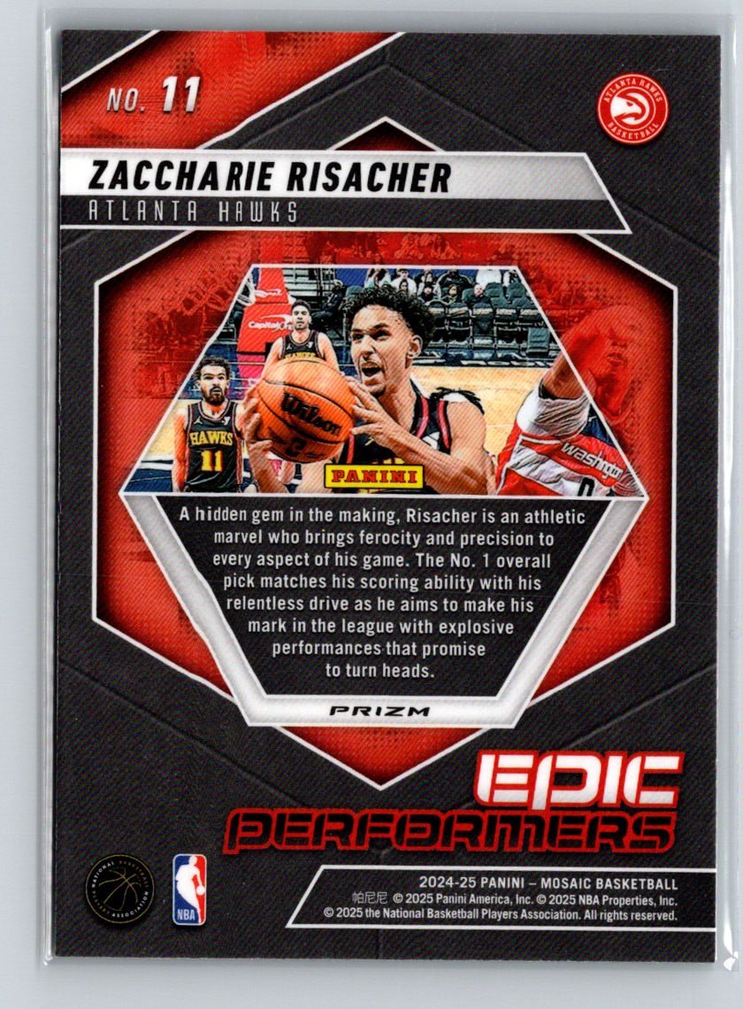 2024-25 Panini Mosaic #11 Zaccharie Risacher Epic Performers Mosaic Green E9