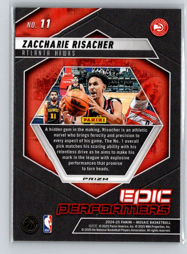 2024-25 Panini Mosaic #11 Zaccharie Risacher Epic Performers Mosaic Green E9